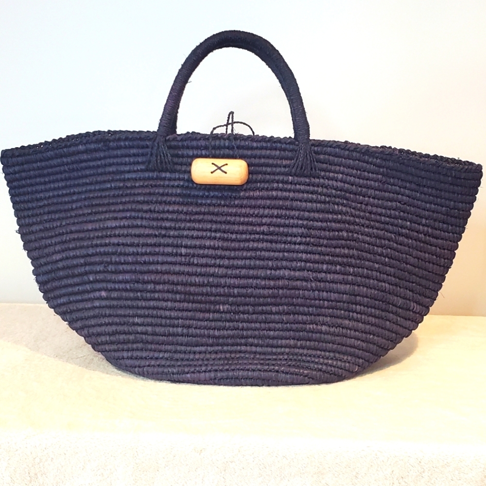 NWOT, Mar Y Sol Raffia Beach Tote Bag-Blue Color